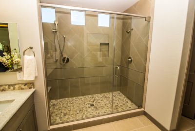 Open Shower with Pebble Floor